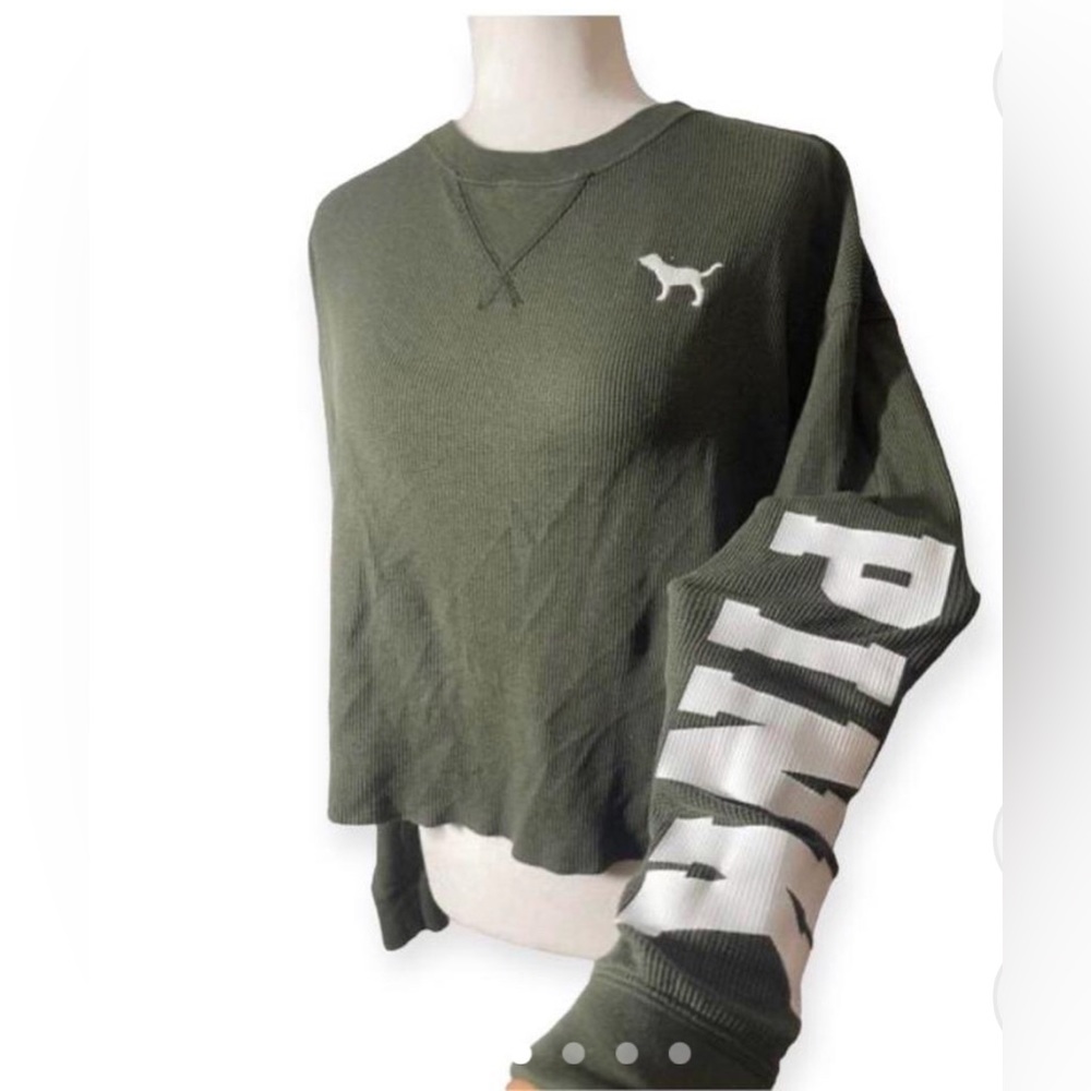 Victoria’s Secret PINK long sleeve thermal shirt olive green | Size S